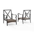 Crosley Furniture Dahlia Traditional Metal Outdoor Armchair in Taupe (Set of 2)