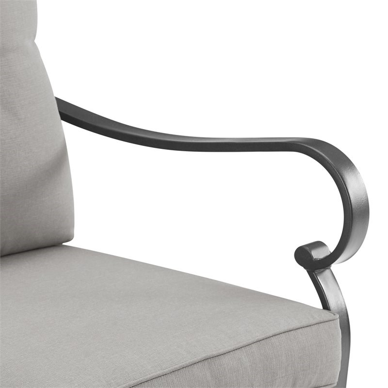 Crosley Furniture Dahlia Traditional Metal Outdoor Armchair in Taupe (Set of 2)