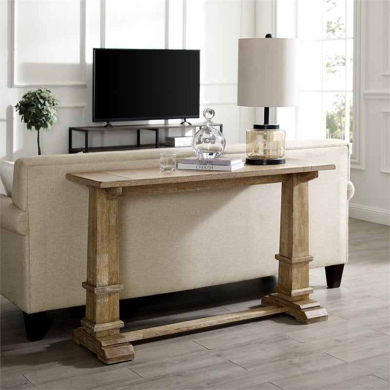 Crosley Furniture Joanna Modern Farmhouse Wood Console Table in Rustic Brown