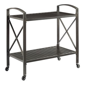 Crosley Furniture Kaplan Metal Outdoor Bar Cart in Oil Rubbed Bronze