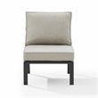 Crosley Furniture Clark Modern Fabric Armless Patio Chair in Taupe/Black