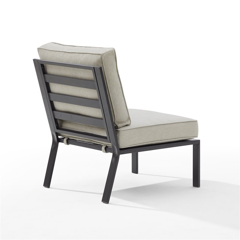 Crosley Furniture Clark Modern Fabric Armless Patio Chair in Taupe/Black