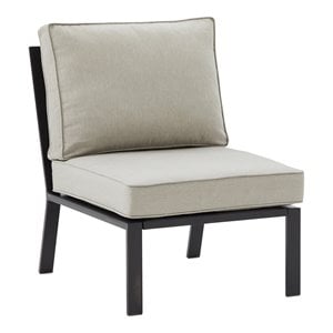 Crosley Furniture Clark Modern Fabric Armless Patio Chair in Taupe/Black