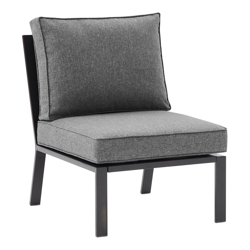 Crosley Furniture Clark Modern Fabric Armless Patio Chair in Charcoal/Black