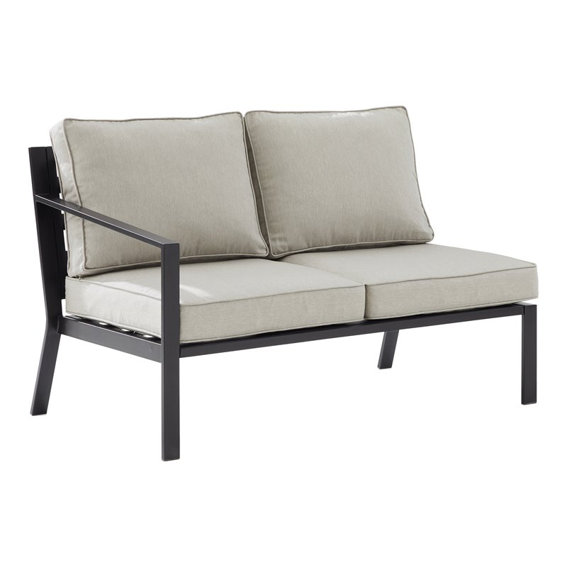 Crosley Furniture Clark Fabric Outdoor Sectional Left Side Loveseat in Taupe