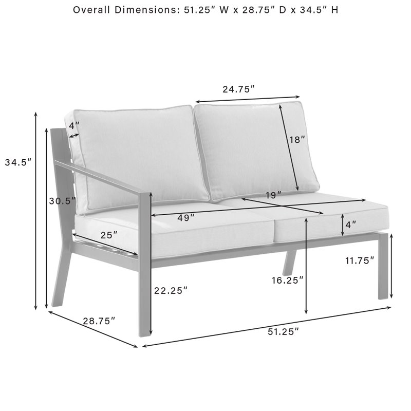 Crosley Furniture Clark Fabric Outdoor Sectional Left Side Loveseat in Charcoal