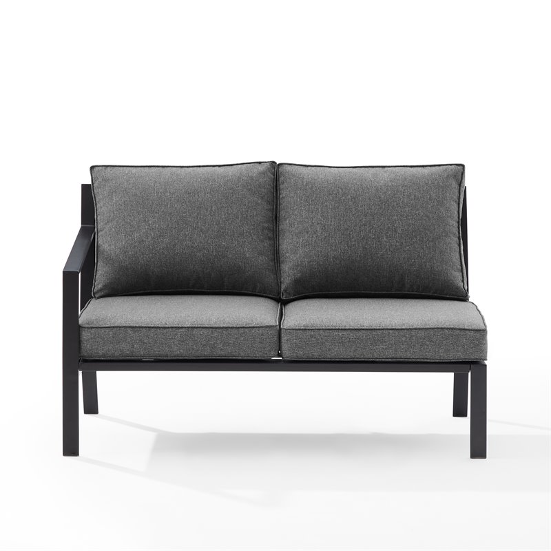 Crosley Furniture Clark Fabric Outdoor Sectional Left Side Loveseat in Charcoal