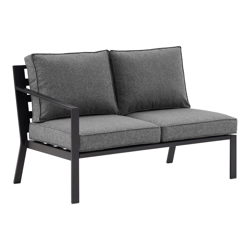 Crosley Furniture Clark Fabric Outdoor Sectional Left Side Loveseat in Charcoal
