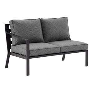 Crosley Furniture Clark Fabric Outdoor Sectional Left Side Loveseat in Charcoal