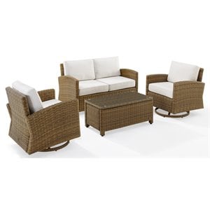 crosley furniture bradenton 4-pc fabric swivel rocker conversation set