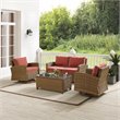 Crosley Furniture Bradenton 4-Pc Fabric Swivel Rocker Conversation Set in Red