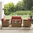 Crosley Furniture Bradenton 4-Pc Fabric Swivel Rocker Conversation Set in Red