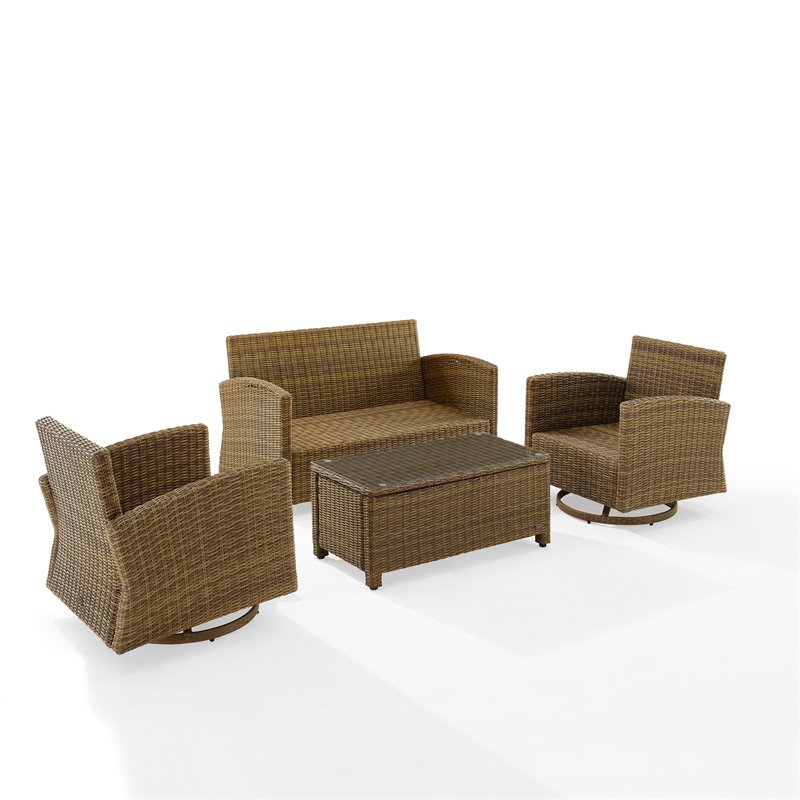 Crosley Furniture Bradenton 4-Pc Fabric Swivel Rocker Conversation Set in Red