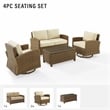 Crosley Furniture Bradenton 4-Pc Fabric Swivel Rocker Conversation Set in Sand