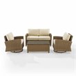 Crosley Furniture Bradenton 4-Pc Fabric Swivel Rocker Conversation Set in Sand