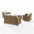 Crosley Furniture Bradenton 4-Pc Fabric Swivel Rocker Conversation Set in Sand