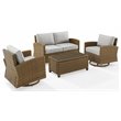 Crosley Furniture Bradenton 4-Pc Fabric Swivel Rocker Conversation Set in Gray
