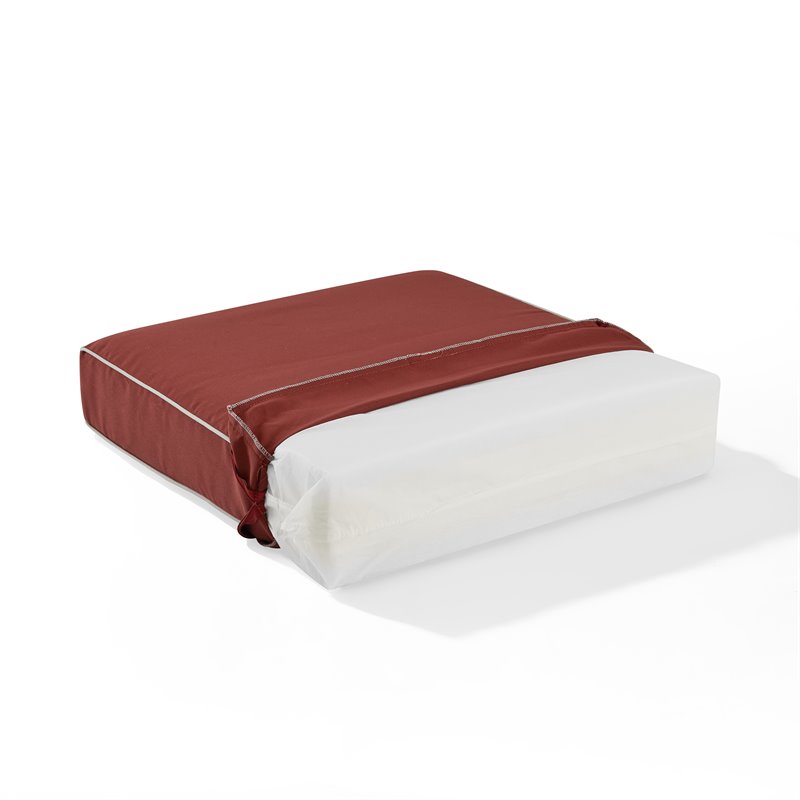 Crosley Furniture Bradenton 3-Pc Fabric Outdoor Swivel Rocker Chair Set in Red