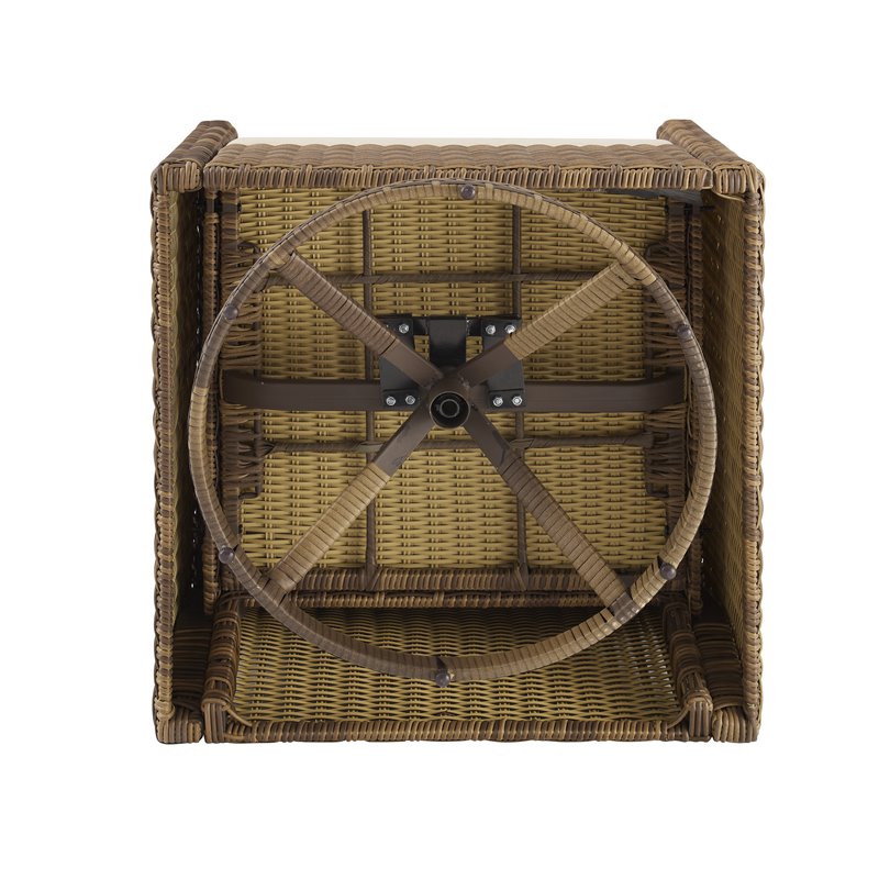 Crosley Furniture Bradenton 3-Pc Fabric Outdoor Swivel Rocker Chair Set in Navy