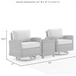 Crosley Furniture Bradenton 3-Pc Fabric Outdoor Swivel Rocker Chair Set in Gray