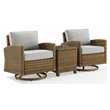 Crosley Furniture Bradenton 3-Pc Fabric Outdoor Swivel Rocker Chair Set in Gray