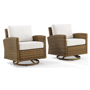 crosley furniture bradenton 2-pc fabric outdoor swivel rocker chair set in white