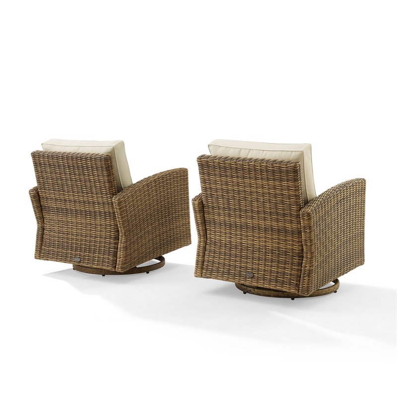 Crosley Furniture Bradenton Fabric Swivel Rocker Chair Set in Sand (Set of 2)