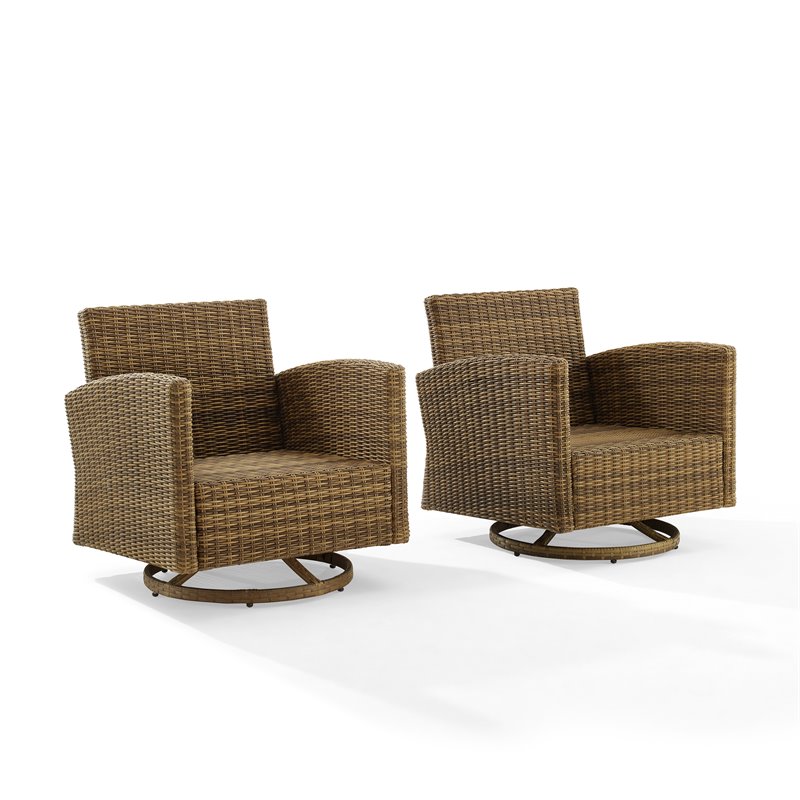 Crosley Furniture Bradenton Fabric Swivel Rocker Chair Set in Sand (Set of 2)