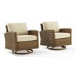 Crosley Furniture Bradenton Fabric Swivel Rocker Chair Set in Sand (Set of 2)