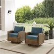 Crosley Furniture Bradenton Fabric Swivel Rocker Chair Set in Navy (Set of 2)