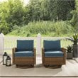 Crosley Furniture Bradenton Fabric Swivel Rocker Chair Set in Navy (Set of 2)