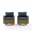 Crosley Furniture Bradenton Fabric Swivel Rocker Chair Set in Navy (Set of 2)