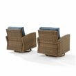 Crosley Furniture Bradenton Fabric Swivel Rocker Chair Set in Navy (Set of 2)