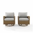 Crosley Furniture Bradenton Fabric Swivel Rocker Chair Set in Gray (Set of 2)