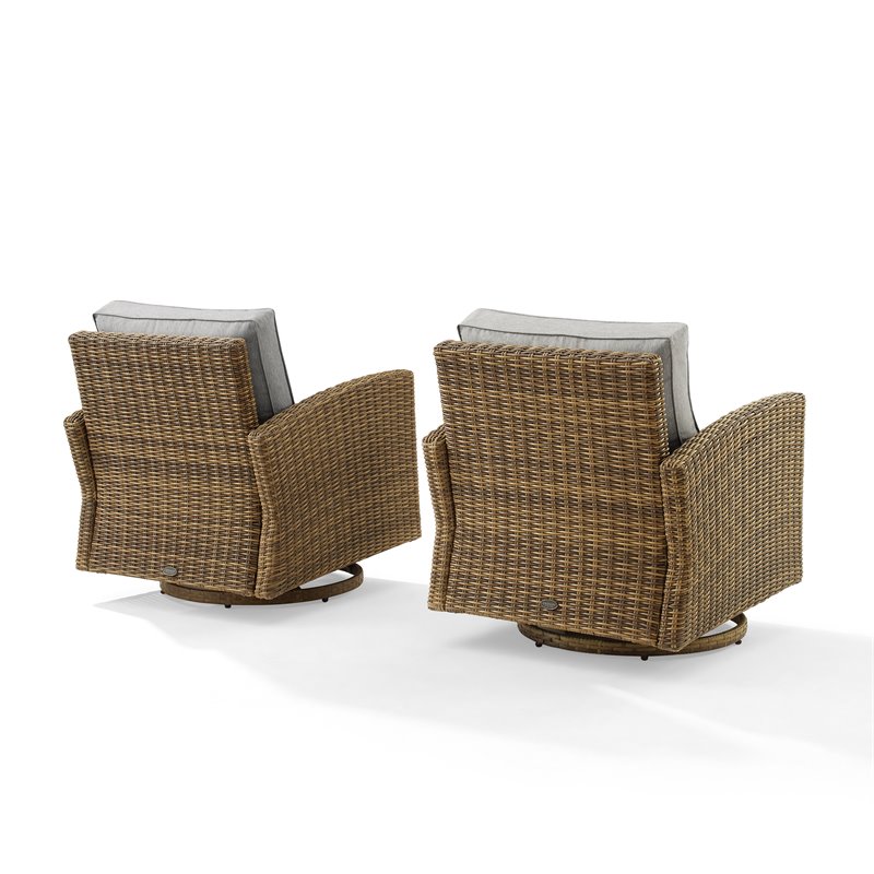 Crosley Furniture Bradenton Fabric Swivel Rocker Chair Set in Gray (Set of 2)