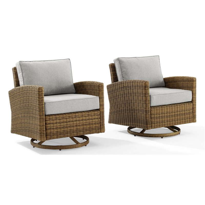 Crosley Furniture Bradenton Fabric Swivel Rocker Chair Set in Gray (Set of 2)
