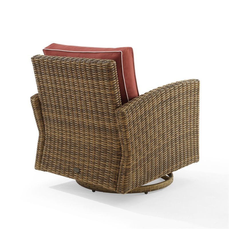 Crosley Furniture Bradenton Fabric Outdoor Swivel Rocker Chair in Red