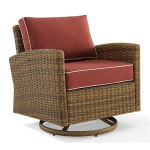Crosley Furniture Bradenton Fabric Outdoor Swivel Rocker Chair in Red