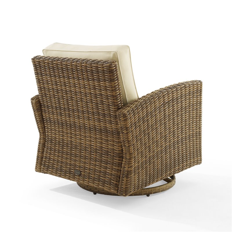 Crosley Furniture Bradenton Fabric Outdoor Swivel Rocker Chair in Sand