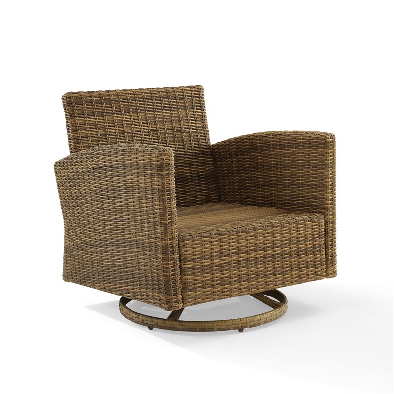 Crosley Furniture Bradenton Fabric Outdoor Swivel Rocker Chair in Sand