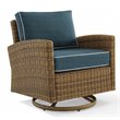 Crosley Furniture Bradenton Fabric Outdoor Swivel Rocker Chair in Navy