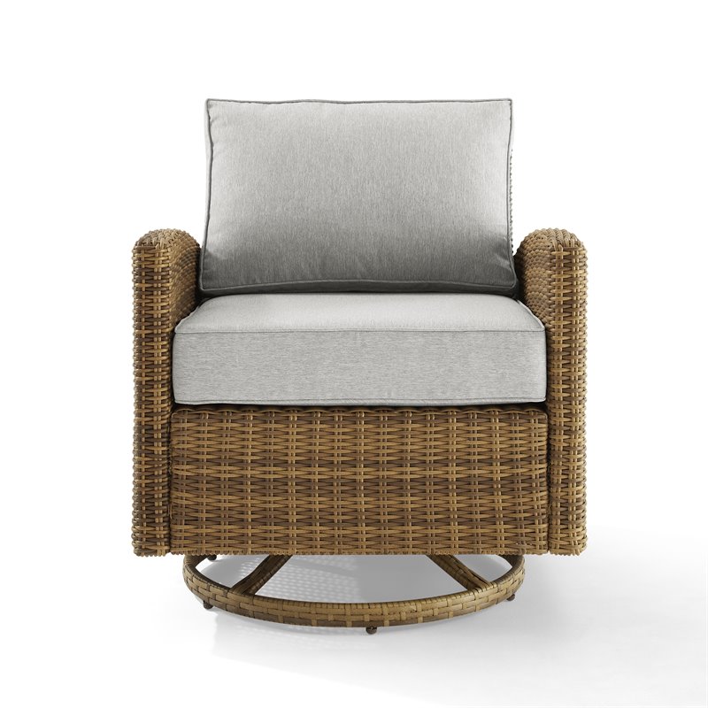 Crosley Furniture Bradenton Fabric Outdoor Swivel Rocker Chair in Gray