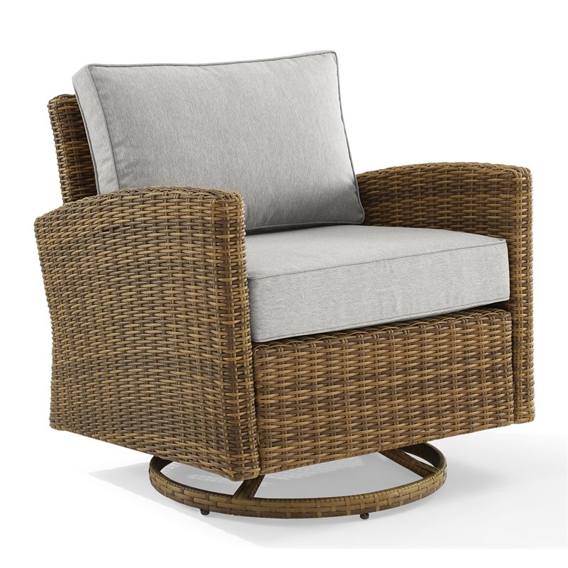 Crosley Furniture Bradenton Fabric Outdoor Swivel Rocker Chair in Gray