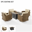 Crosley Furniture Bradenton 5-Pc Fabric Swivel Rocker Conversation Set in Sand