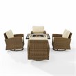 Crosley Furniture Bradenton 5-Pc Fabric Swivel Rocker Conversation Set in Sand
