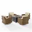 Crosley Furniture Bradenton 5-Pc Fabric Swivel Rocker Conversation Set in Sand