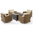 Crosley Furniture Bradenton 5-Pc Fabric Swivel Rocker Conversation Set in Sand