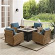Crosley Furniture Bradenton 5-Pc Fabric Swivel Rocker Conversation Set in Navy