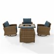 Crosley Furniture Bradenton 5-Pc Fabric Swivel Rocker Conversation Set in Navy