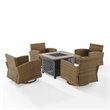 Crosley Furniture Bradenton 5-Pc Fabric Swivel Rocker Conversation Set in Navy